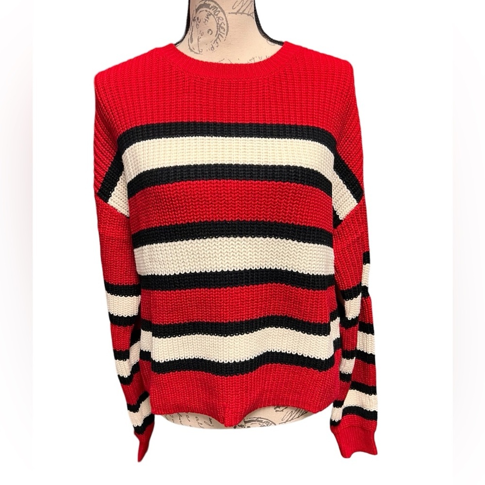 Wynter Womens knit Sweater red white size Large - new without tags - Picture 2 of 7